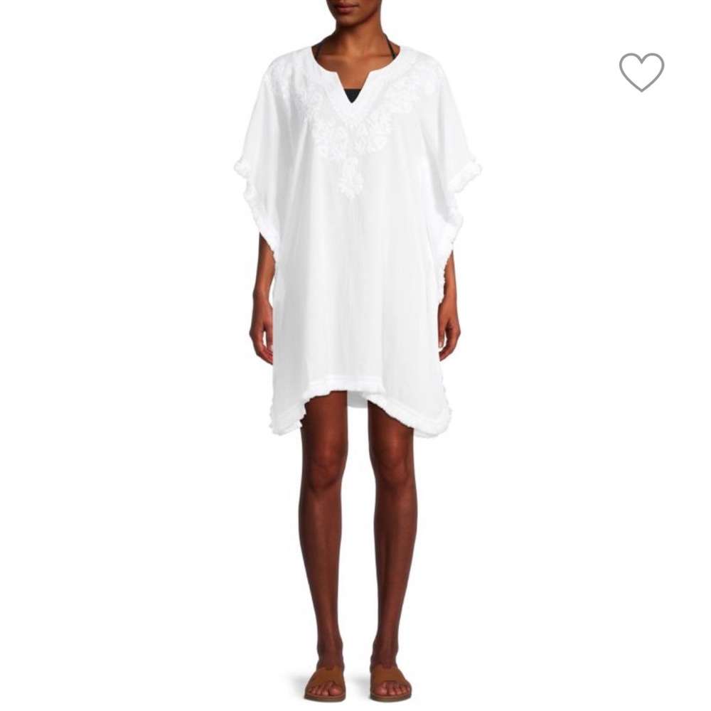 NWOT! Saks Fifth Avenue Lace & Fringe-Trim Cotton Cover-Up